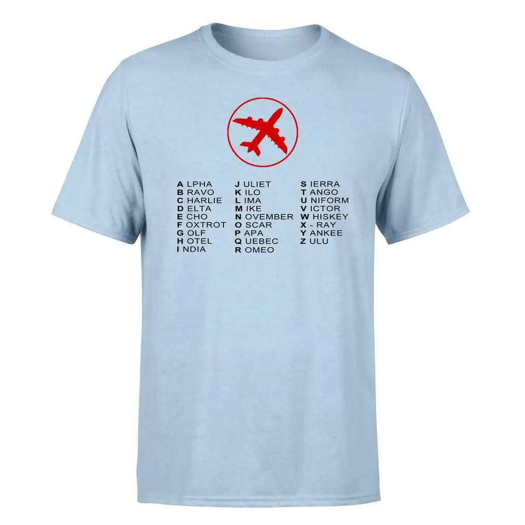 Aviation Alphabet 2 design on light blue single side