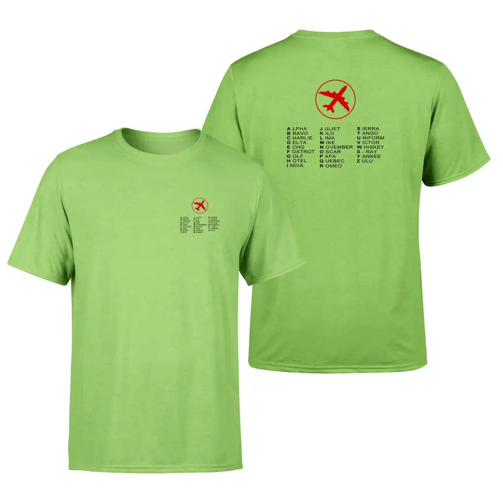 Aviation Alphabet 2 design on light green double side