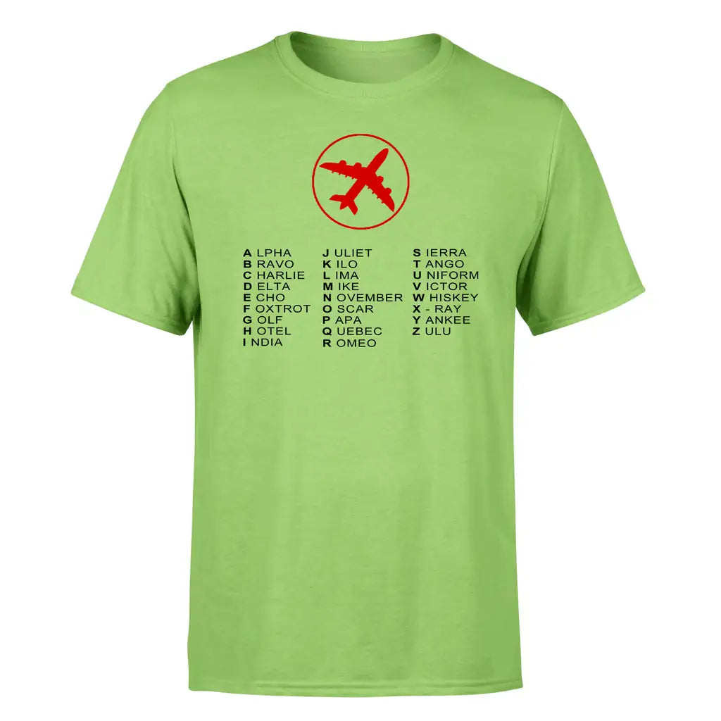 Aviation Alphabet 2 design on light green single side