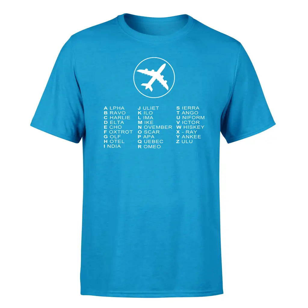 Aviation Alphabet 2 design on turquoise single side