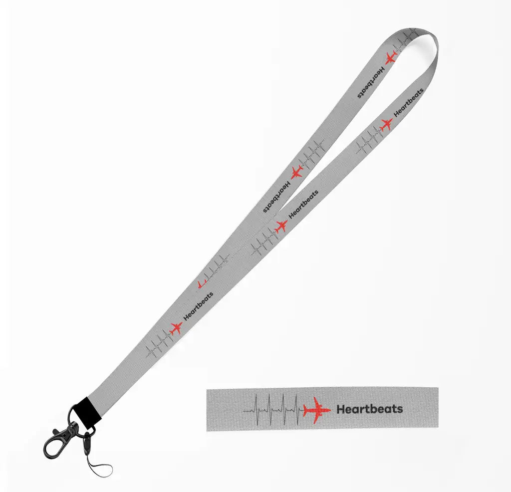 Aviation Heartbeats lanyard - light gray