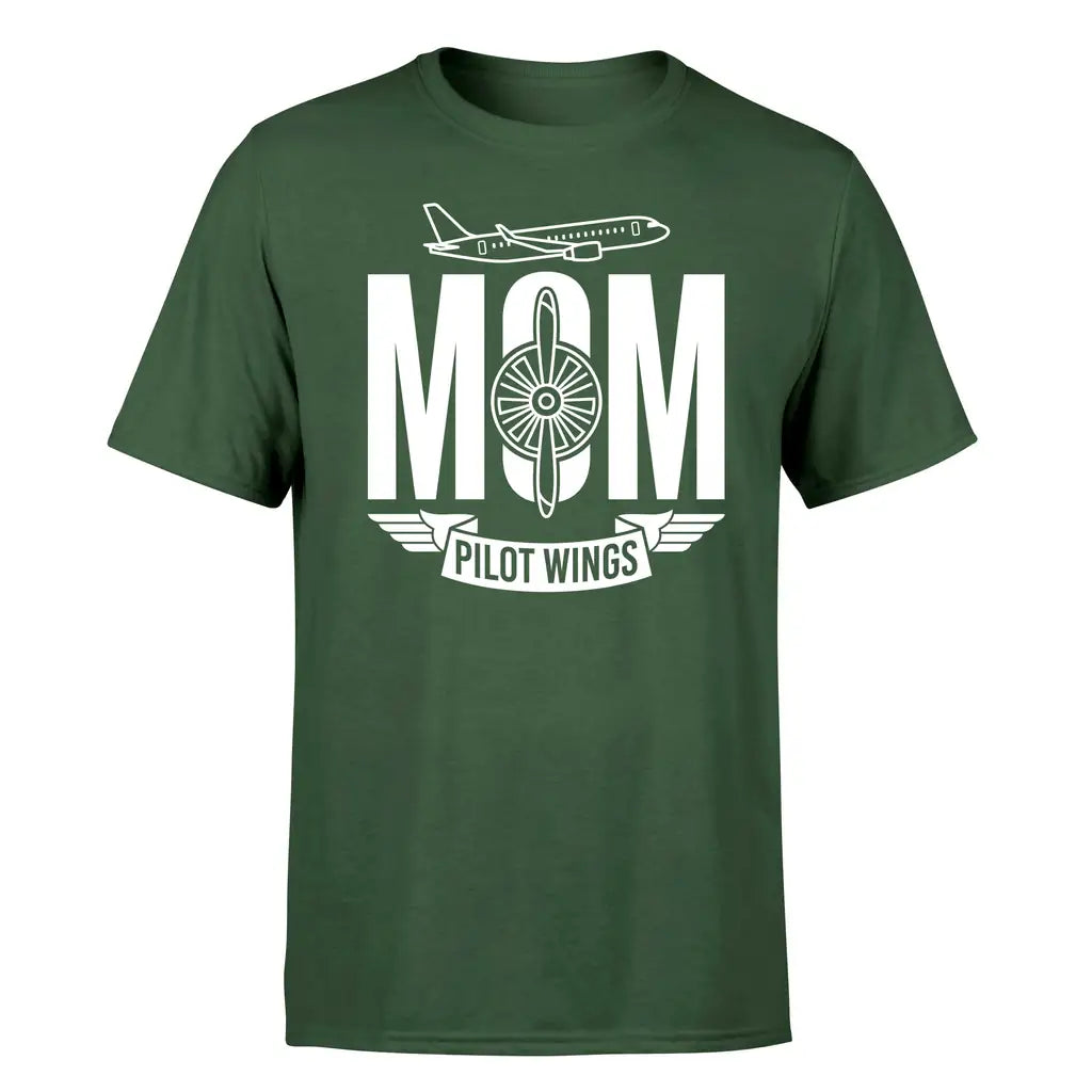 Aviation Mom design on dark green single side