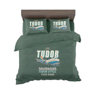 Thumbnail for Avro 689 Tudor II - Cartoon + Name - Bedding Set - Dark Green