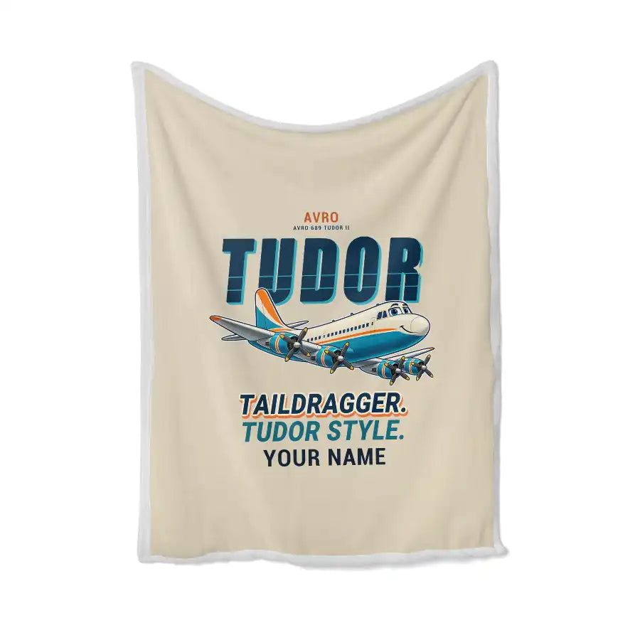Avro 689 Tudor II - Cartoon + Name - Blanket - Beige