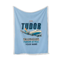 Thumbnail for Avro 689 Tudor II - Cartoon + Name - Blanket - Light Blue