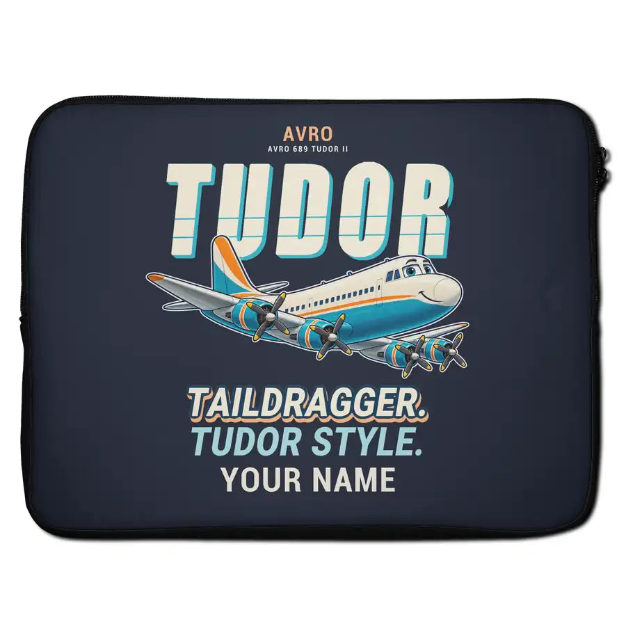 Avro 689 Tudor II - Cartoon + Name - Laptop Sleeve