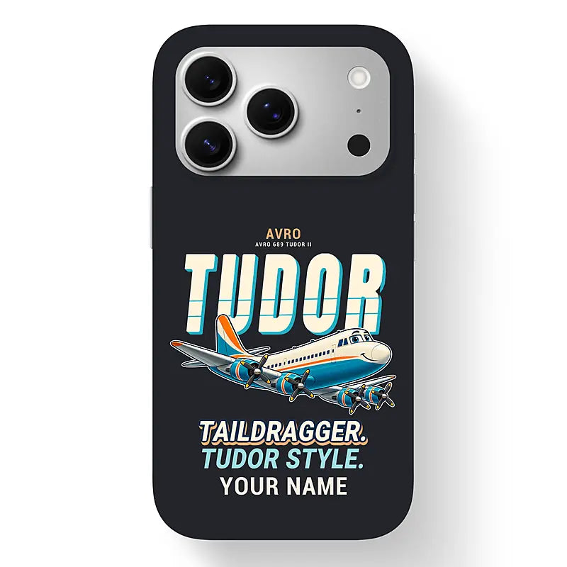 Avro 689 Tudor II - Cartoon + Name - MagSafe iPhone 17 Pro - Black