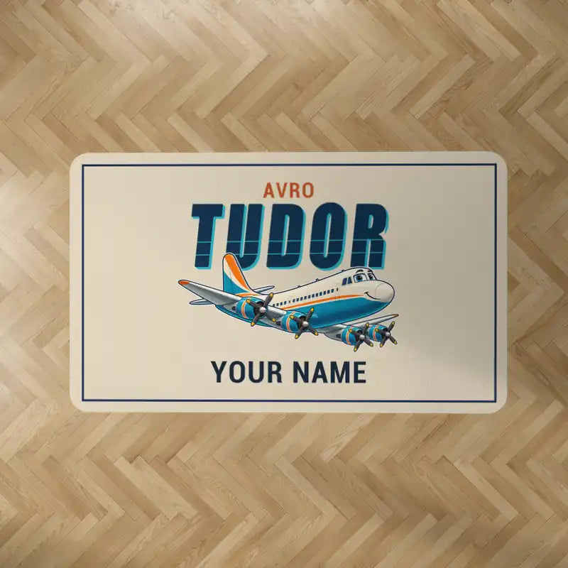 Avro 689 Tudor II - Cartoon + Name - Rectangle Carpet - Beige