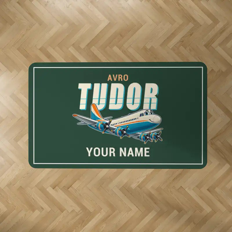Avro 689 Tudor II - Cartoon + Name - Rectangle Carpet - Dark Green