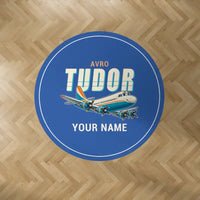 Thumbnail for Avro 689 Tudor II - Cartoon + Name - Round Carpet - Blue