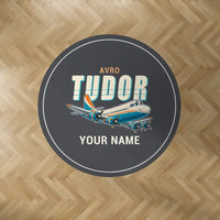 Thumbnail for Avro 689 Tudor II - Cartoon + Name - Round Carpet - Dark Gray