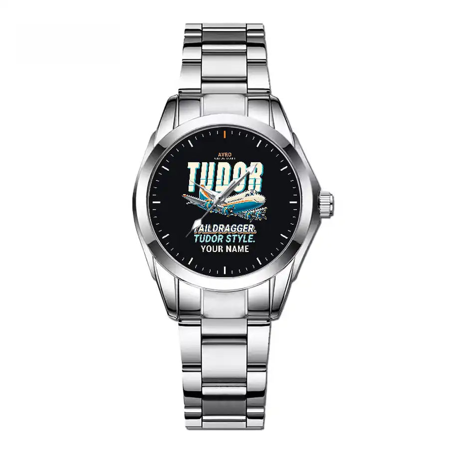 Avro 689 Tudor II - Cartoon + Name - Stainless Steel Band - For Children and Women