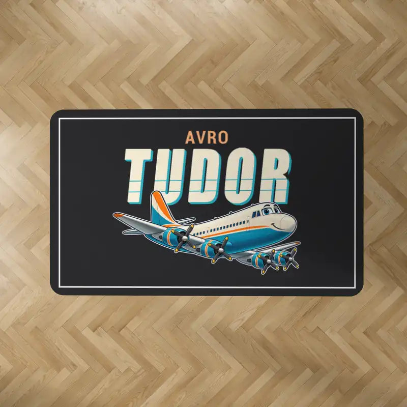 Avro 689 Tudor II - Cartoon - Rectangle Carpet - Black