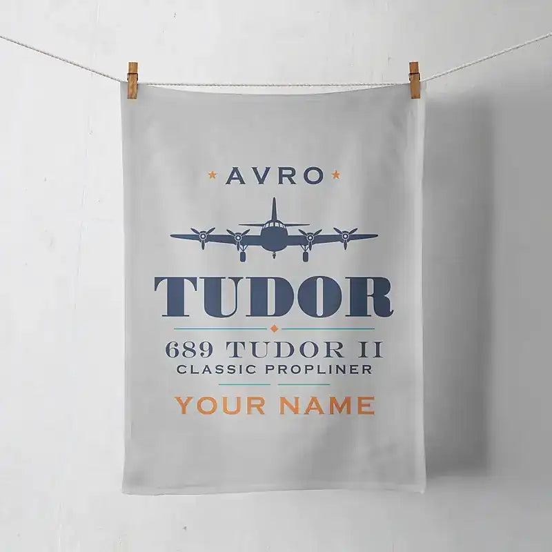 Avro 689 Tudor II - Heritage + Name - Towel - Light Gray