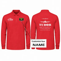 Thumbnail for Avro 689 Tudor II Premium Polo T-Shirts - Heritage + Name - Long Sleeve - Red