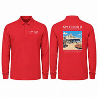 Thumbnail for Avro 689 Tudor II Premium Polo T-Shirts - Poster - Long Sleeve - Red