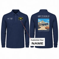 Thumbnail for Avro 689 Tudor II Premium Polo T-Shirts - Poster + Name - Long Sleeve - Dark Blue