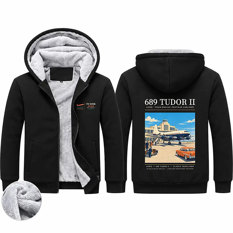 Avro 689 Tudor II Zipped Sweatshirts - Poster - Black
