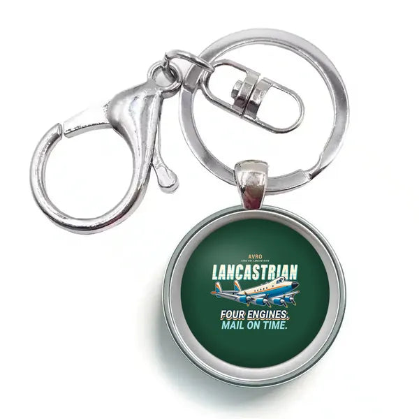 Avro 691 Lancastrian - Cartoon - Circle Key Chain - Dark Green