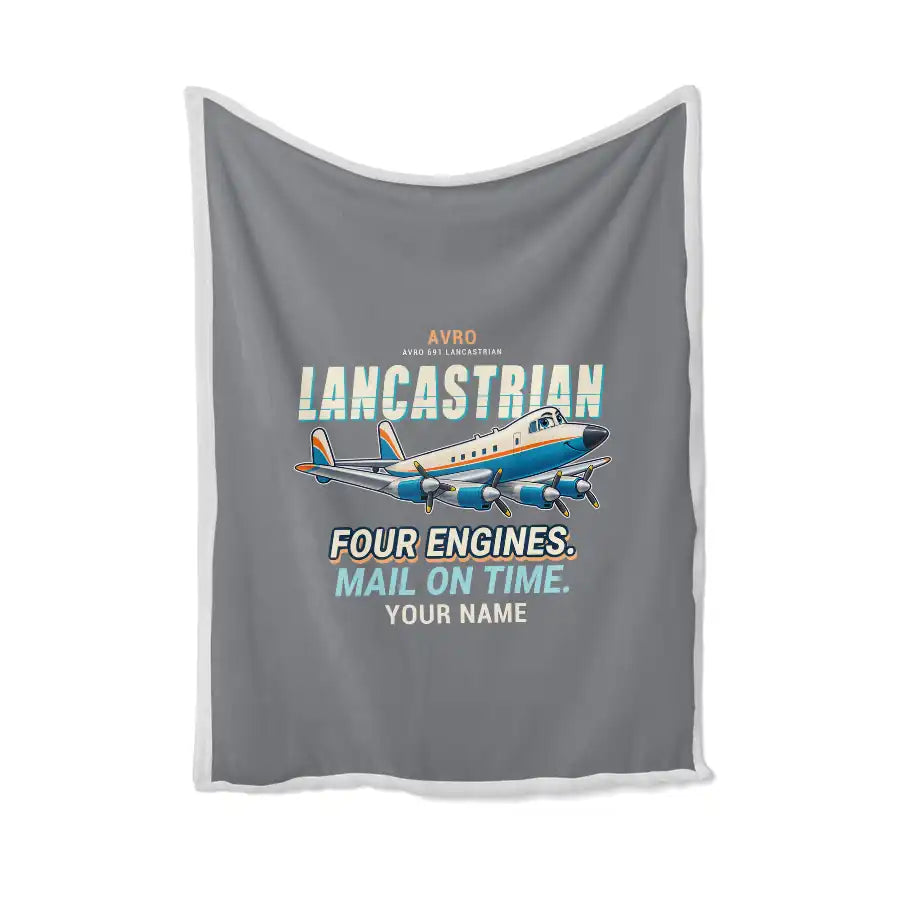 Avro 691 Lancastrian - Cartoon + Name - Blanket - Gray