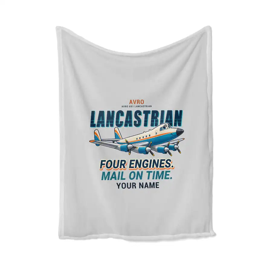Avro 691 Lancastrian - Cartoon + Name - Blanket - Light Gray