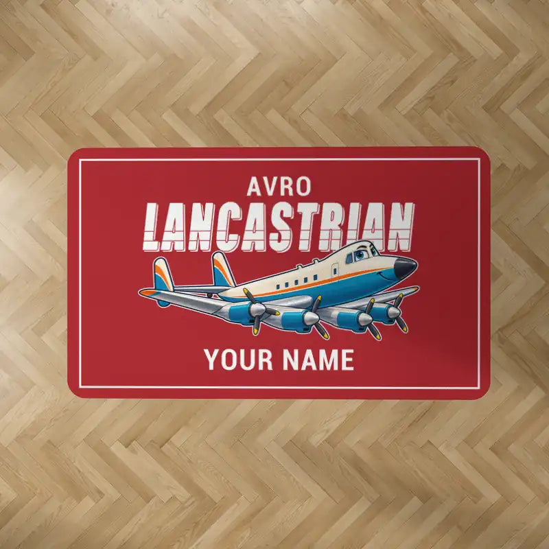 Avro 691 Lancastrian - Cartoon + Name - Rectangle Carpet - Red