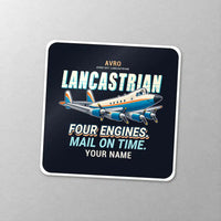 Thumbnail for Avro 691 Lancastrian - Cartoon + Name - Square Sticker - Close-up
