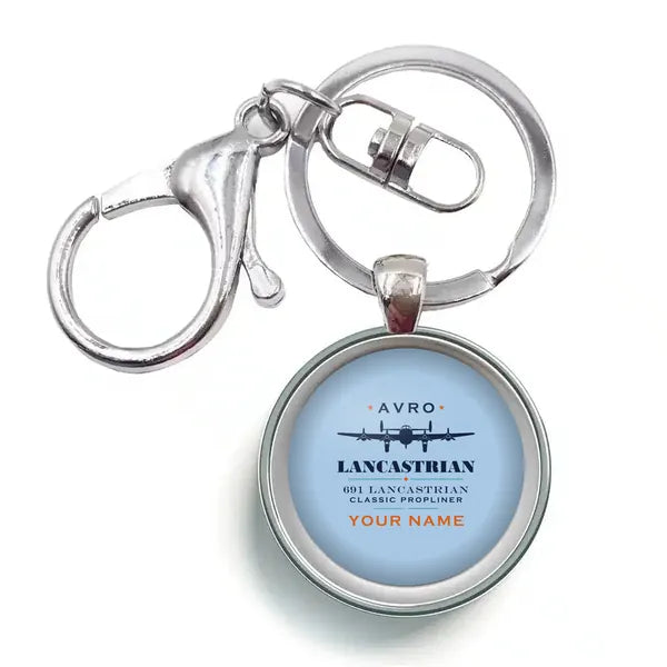 Avro 691 Lancastrian - Heritage + Name - Circle Key Chain - Light Blue