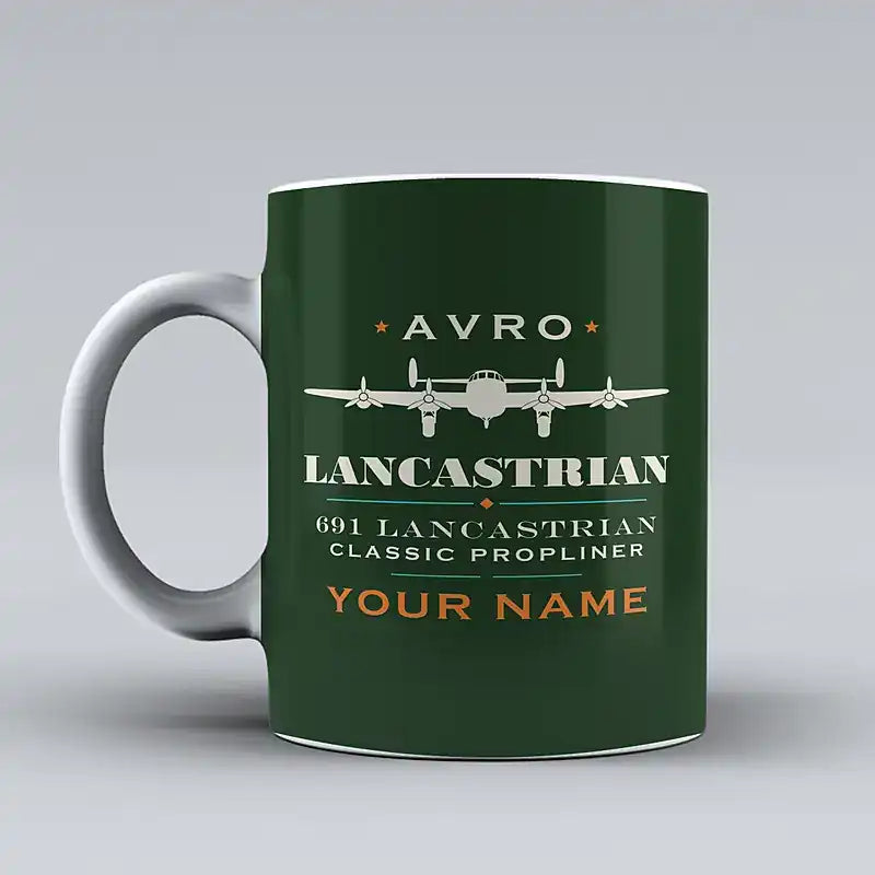 Avro 691 Lancastrian - Heritage + Name - Mug - Dark Green
