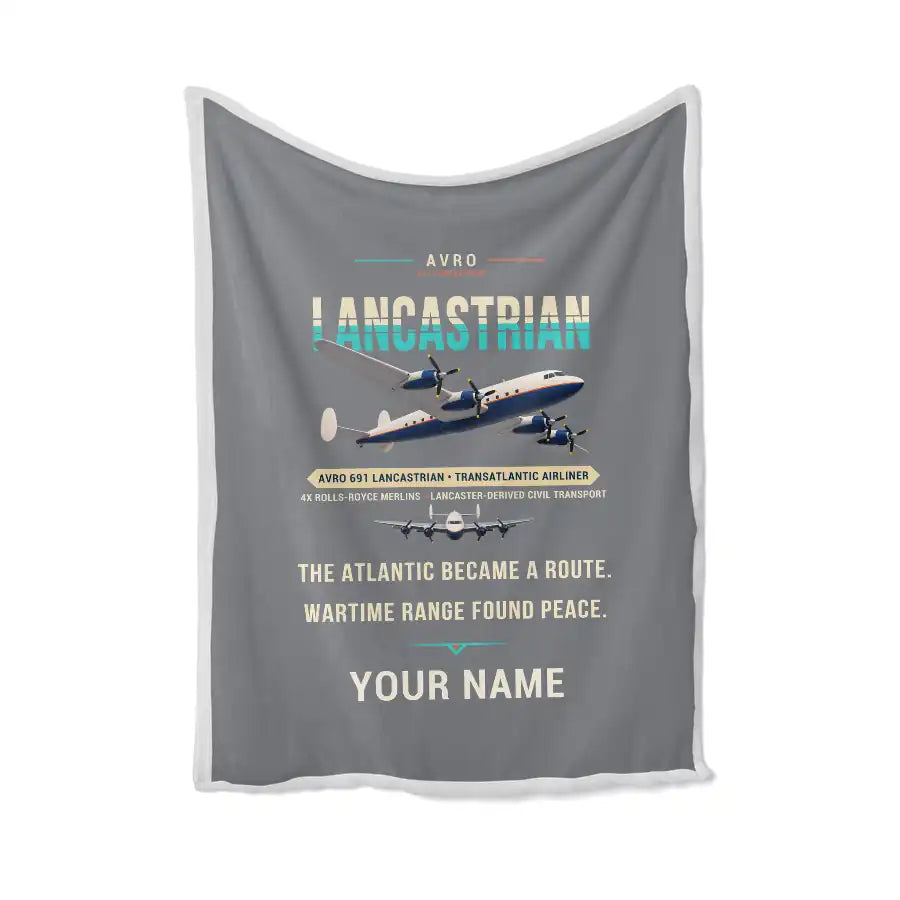 Avro 691 Lancastrian - Original + Name - Blanket - Gray