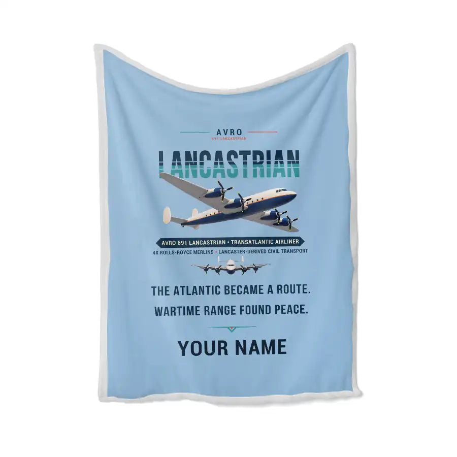 Avro 691 Lancastrian - Original + Name - Blanket - Light Blue