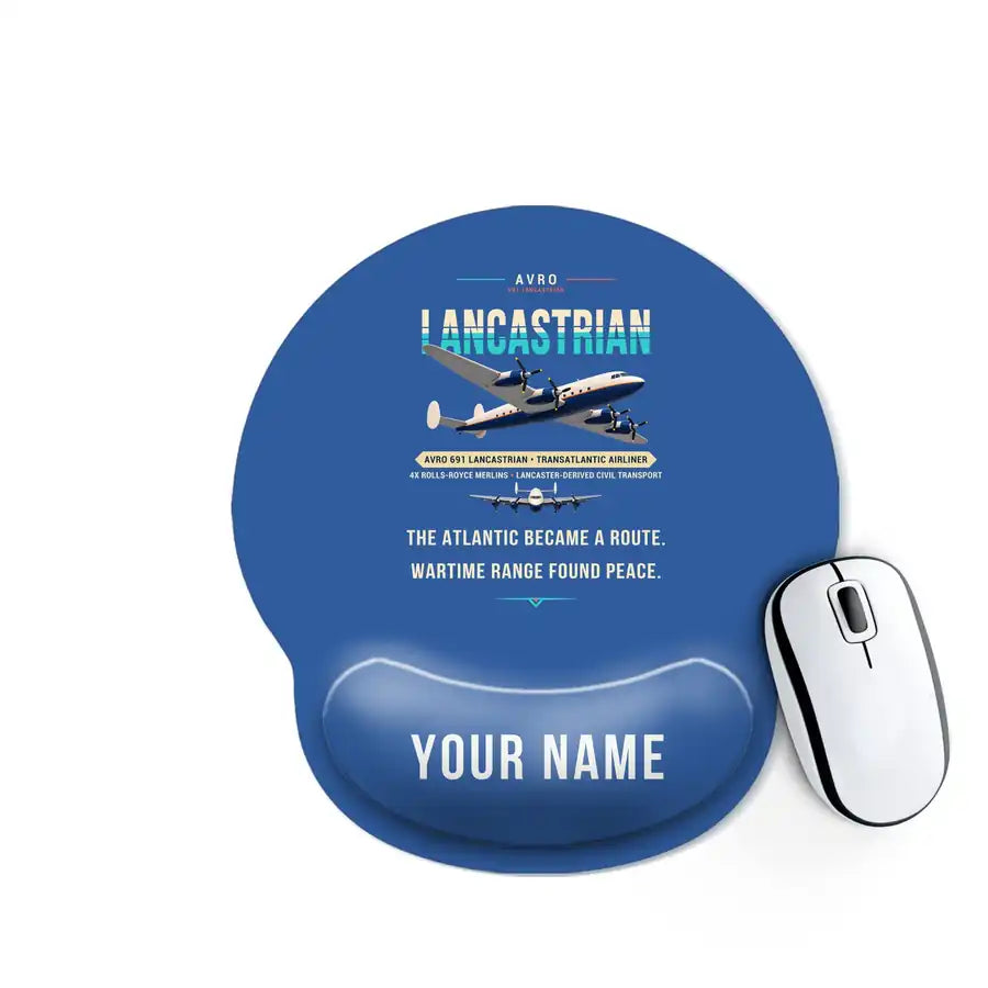 Avro 691 Lancastrian - Original + Name - Ergonomic Mouse Pad - Blue