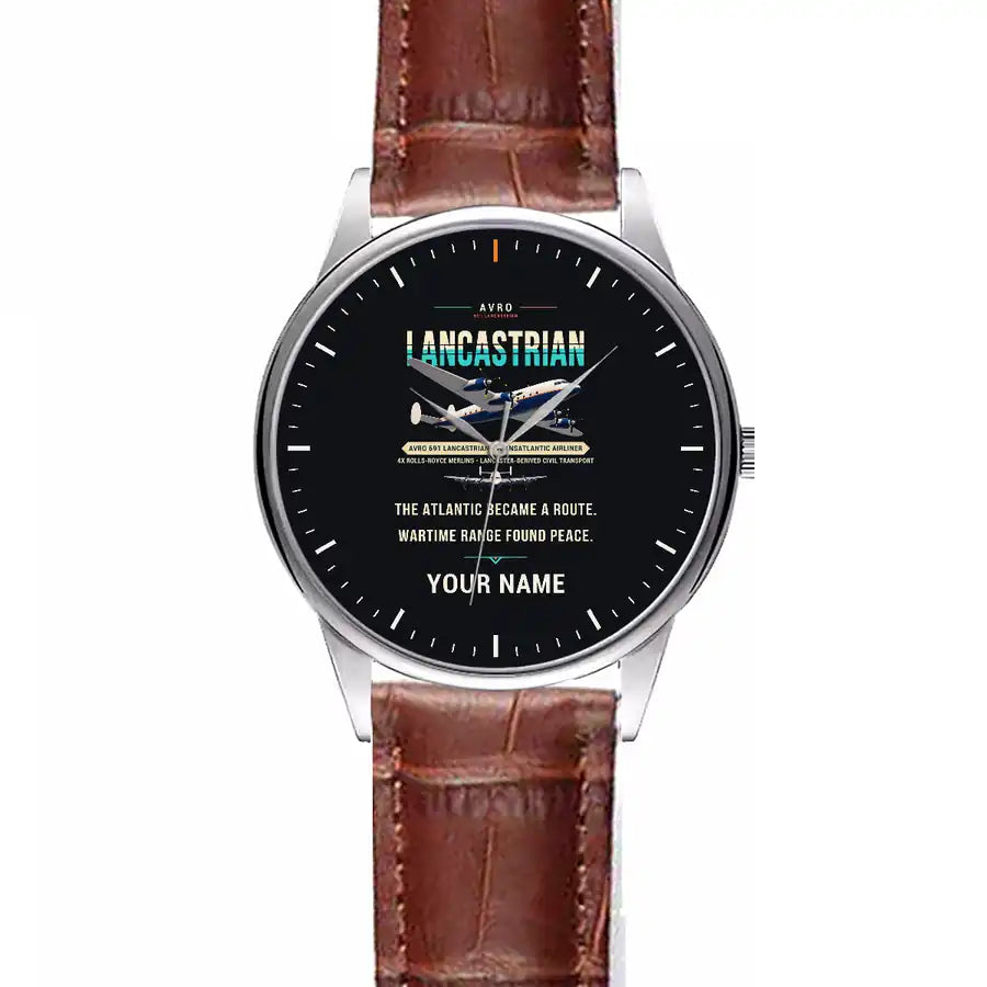 Avro 691 Lancastrian - Original + Name - Leather Strap - Striped Brown Leather Strap