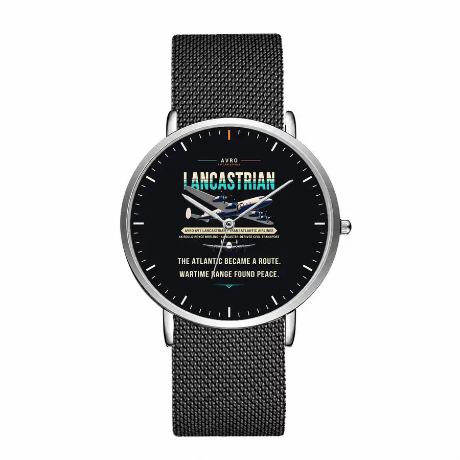 Avro 691 Lancastrian - Original - Slim Mesh - Silver and Black Stainless Steel Strap