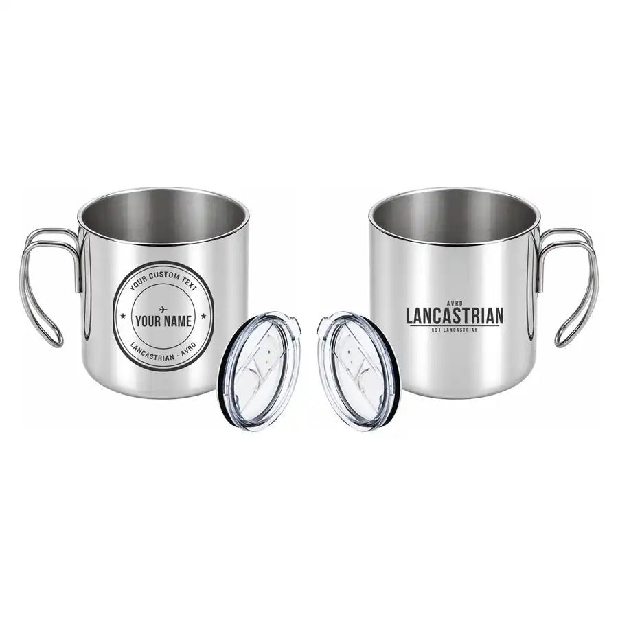 Avro 691 Lancastrian - Portable Mug - Tag + Name - Silver