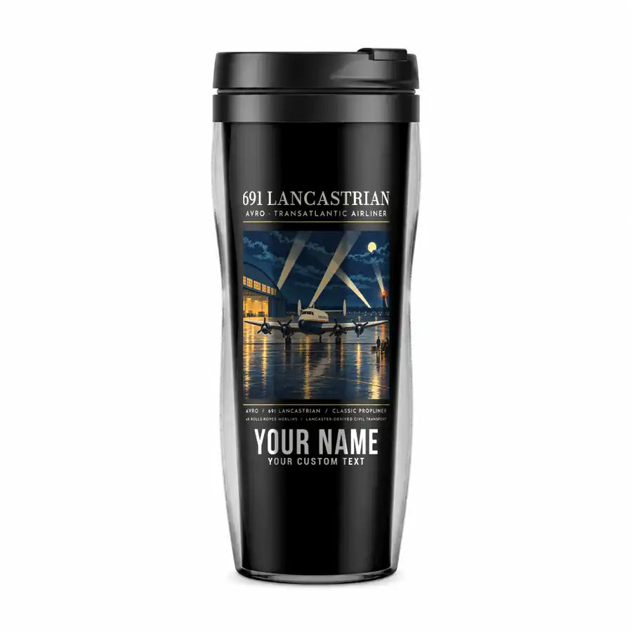 Avro 691 Lancastrian - Poster + Name - Plastic (No Holder) - Black