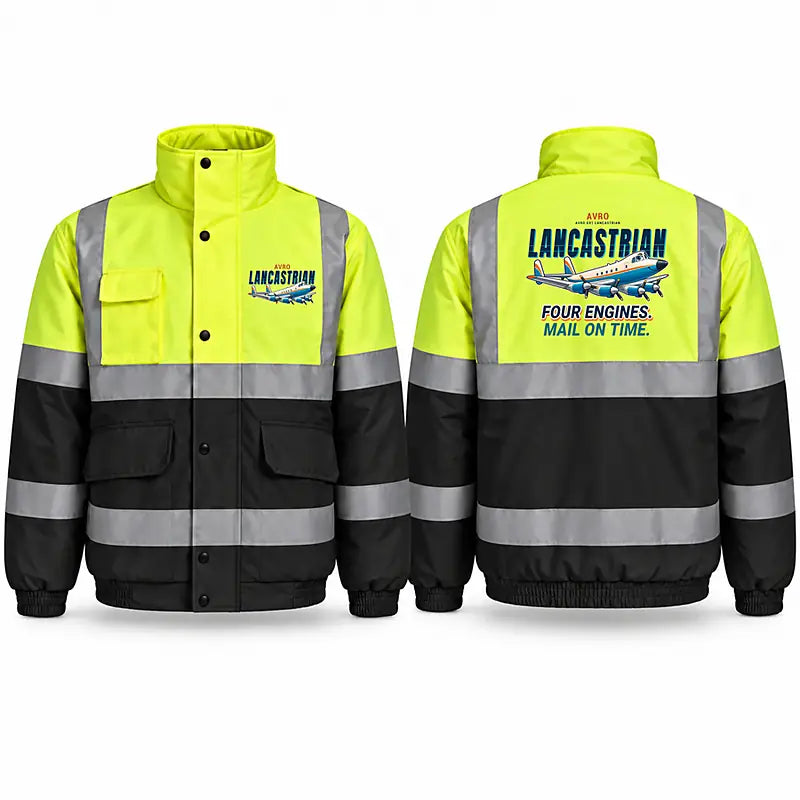 Avro 691 Lancastrian Reflective Winter Jackets - Cartoon - Fluorescent Yellow & Navy