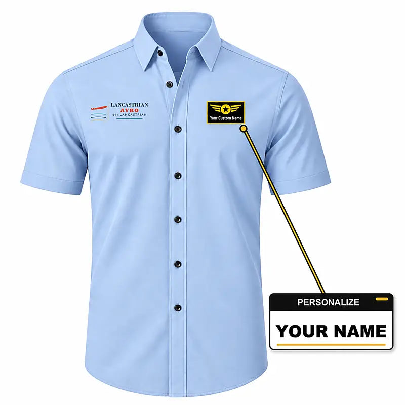 Avro 691 Lancastrian - Short Sleeve Shirt - Poster - Light Blue + NAME