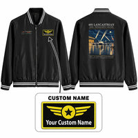 Thumbnail for Avro 691 Lancastrian Stylish Jackets - Baseball Collar - Poster + Name - Black