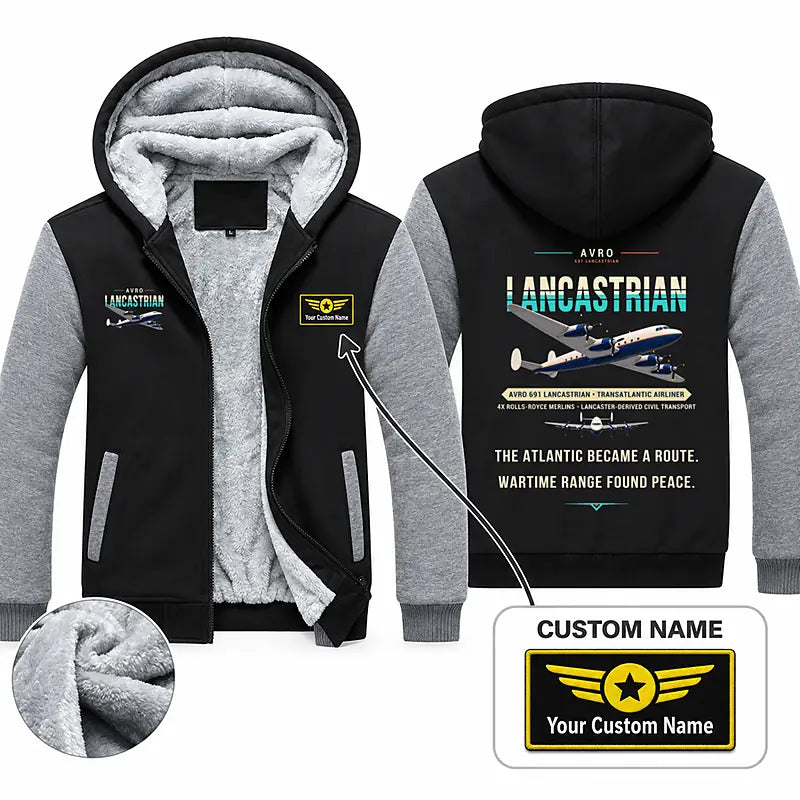 Avro 691 Lancastrian Zipped Sweatshirts - Original + Name - Black & Gray