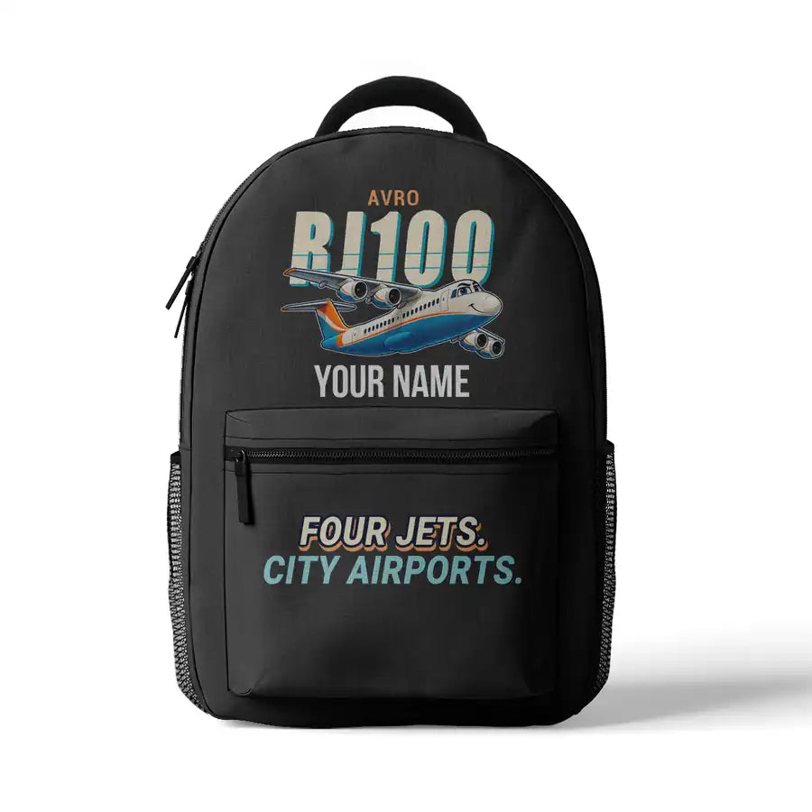 Avro RJ100 - 3D Backpack - Cartoon + Name - Gray