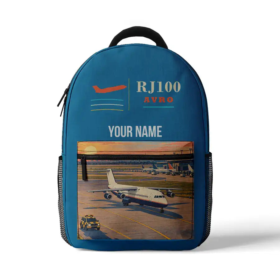 Avro RJ100 - 3D Backpack - Light Blue + Name