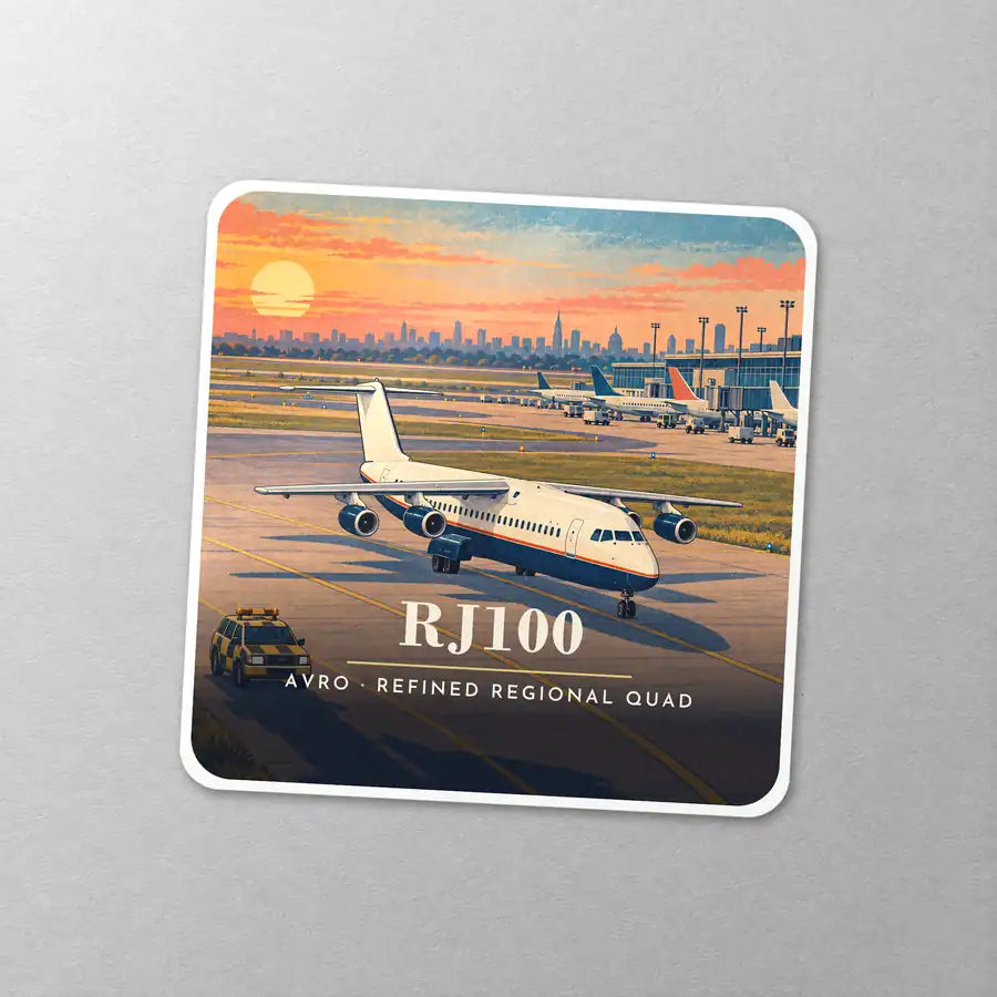 Avro RJ100 - 3D - Square Sticker - Close-up