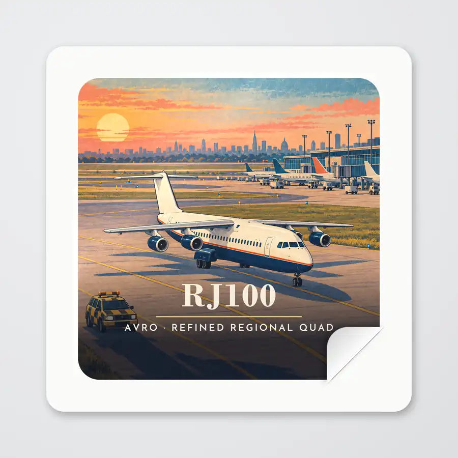 Avro RJ100 - 3D - Square Sticker - Peel