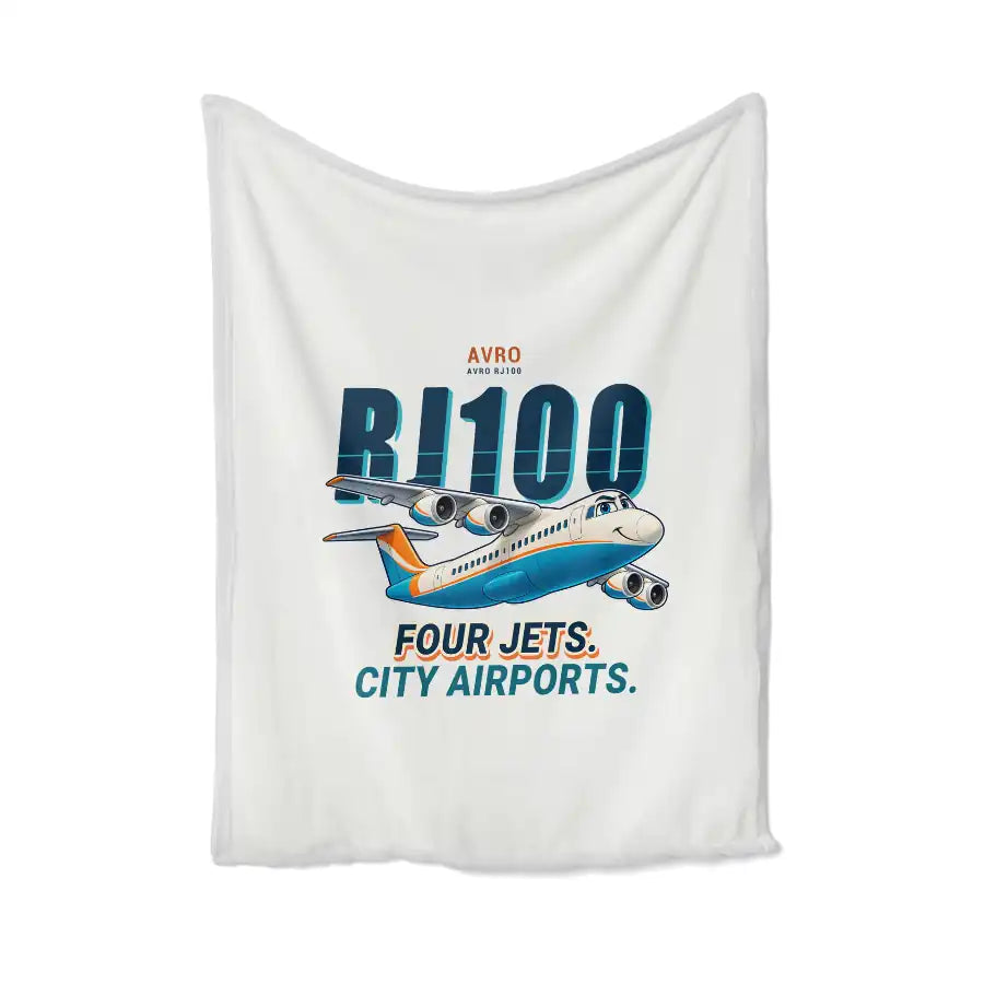 Avro RJ100 - Cartoon - Blanket - White