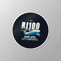 Thumbnail for Avro RJ100 - Cartoon - Circle Sticker - Close-up