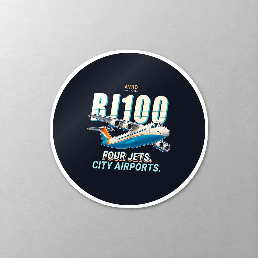 Avro RJ100 - Cartoon - Circle Sticker - Close-up