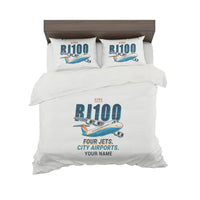 Thumbnail for Avro RJ100 - Cartoon + Name - Bedding Set - White