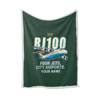 Thumbnail for Avro RJ100 - Cartoon + Name - Blanket - Dark Green