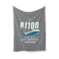 Thumbnail for Avro RJ100 - Cartoon + Name - Blanket - Gray